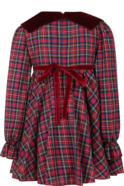 ガールズ ワンピース＆ドレス La stupenderia Elegant Red Dress For Girls With Checked Pattern