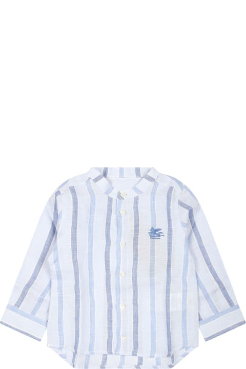 Fashion for Baby Boys Etro Light Blue Shirt For Baby Boy With Logo