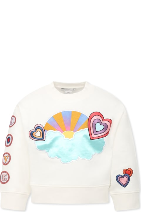 أدوات منزلية Stella McCartney Kids White Sweatshirt For Girl With Hearts
