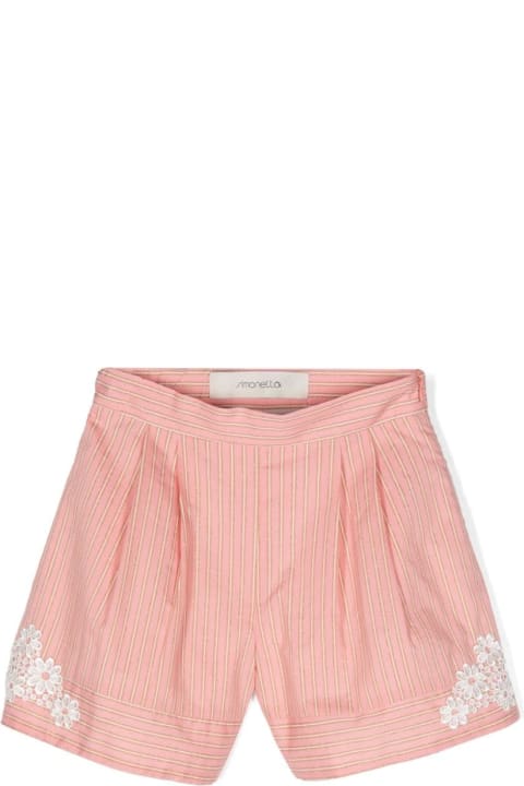 Simonetta for Kids Simonetta Pink Lamé Striped Shorts With Lace
