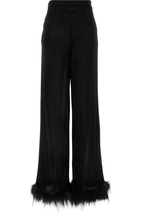 Prada Pants & Shorts for Women Prada Black Satin Wide-leg Pant
