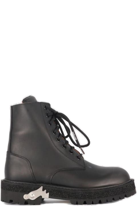 Off-White Shoes for Men Off-White Metallic-detail Combat Boots
