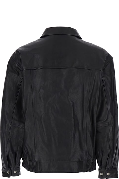 Dunst for Kids Dunst Black Jacket With Two Front Pockets And Distressed Effect In Leather Man