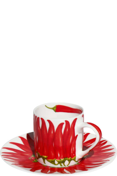Set of 2 Espresso Cups & Saucers RED PEPPER - RED Collection