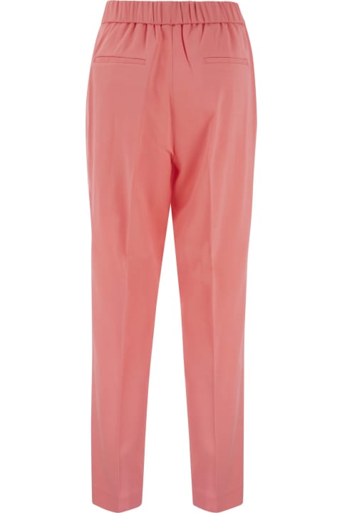 Slim Pull-up Trousers With Light Stitch In Fluid Viscose Crepe Cady