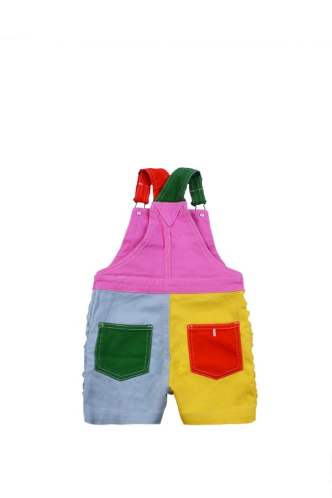 Denim Dungarees With Color-block Design