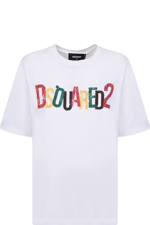 Dsquared2 Topwear for Women Dsquared2 White Rainbow T-shirt