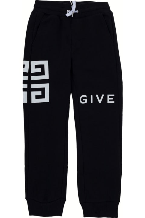 Givenchy Boy Blend Cotton Black Jogger Pants With Logo