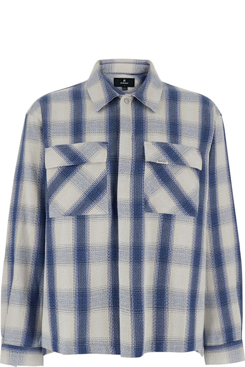 REPRESENT for Women REPRESENT Blue Shirt With Classic Collar And All-over Check Motif In Cotton Blend Man
