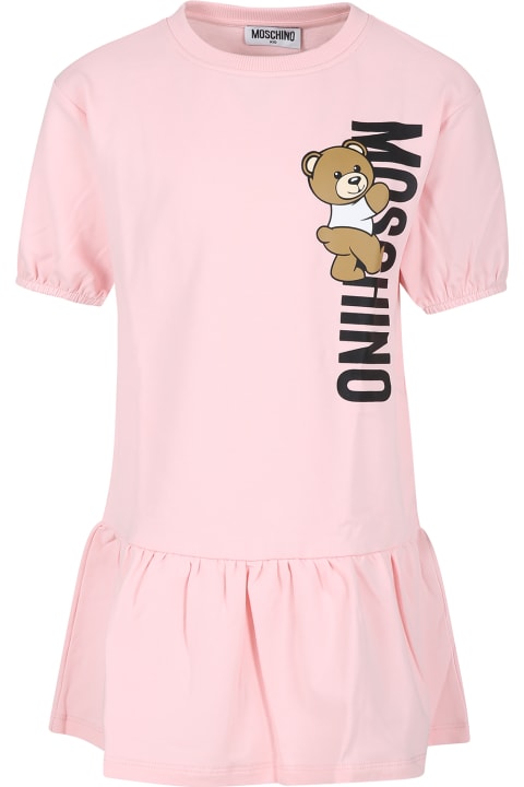 Moschino Dresses for Girls Moschino Pink Dress For Girl With Teddy Bear