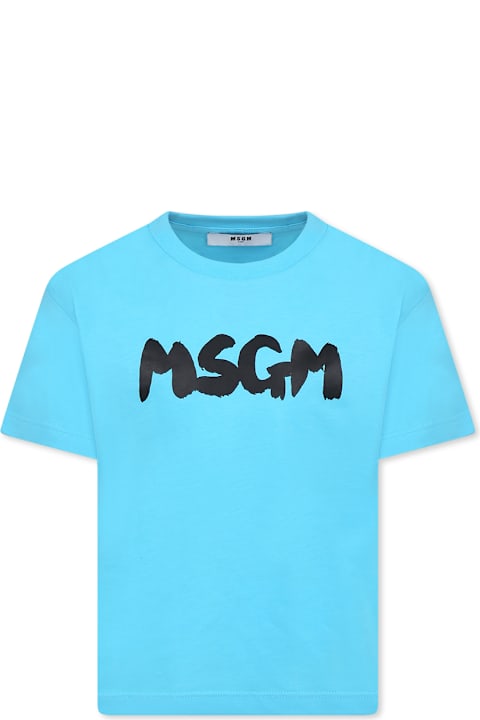 Homeware MSGM Light Blue T-shirt For Kids With Logo