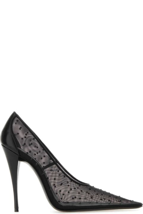 Saint Laurent High-Heeled Shoes for Women Saint Laurent Embellished Mesh Champagne 115 Pumps