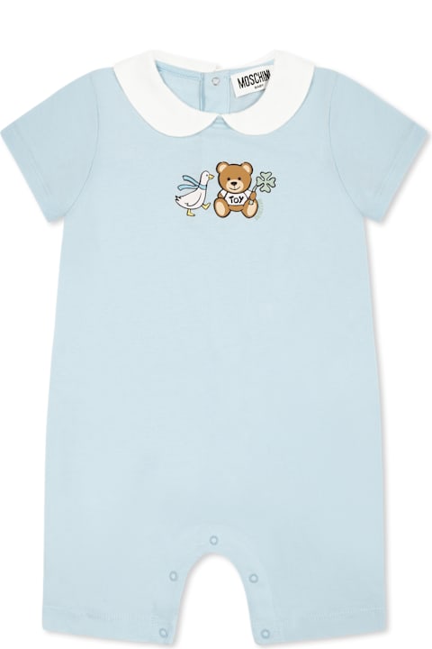 أدوات منزلية Moschino Light Blue Romper For Baby Boy With Teddy Bear