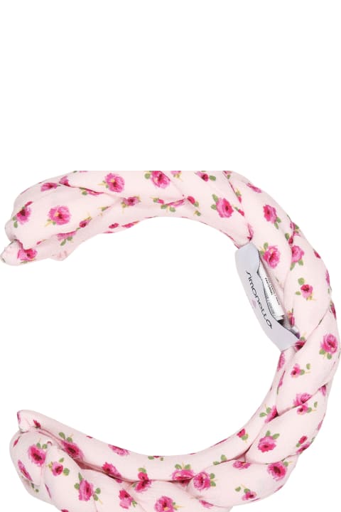 ガールズ Simonettaのアクセサリー＆ギフト Simonetta Pink Headband For Girl With Floral Print