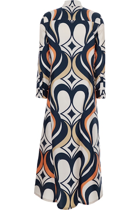 La DoubleJ for Men La DoubleJ Multicolor Long Dress With All-over Geometric Motif In Fabric Woman