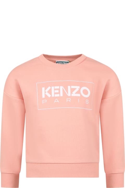 Sweaters & Sweatshirts for Girls Kenzo Kids Pink Sweathshirt For Girl With Logo