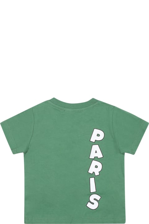 Topwear for Baby Boys Kenzo Kids Green T-shirt For Baby Boy With Logo
