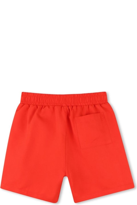 Kenzo Kids Bottoms for Boys Kenzo Kids Red Shorts With Elastic Drawstring Waist And Logo Print On The Front In Tech Fabric Boy