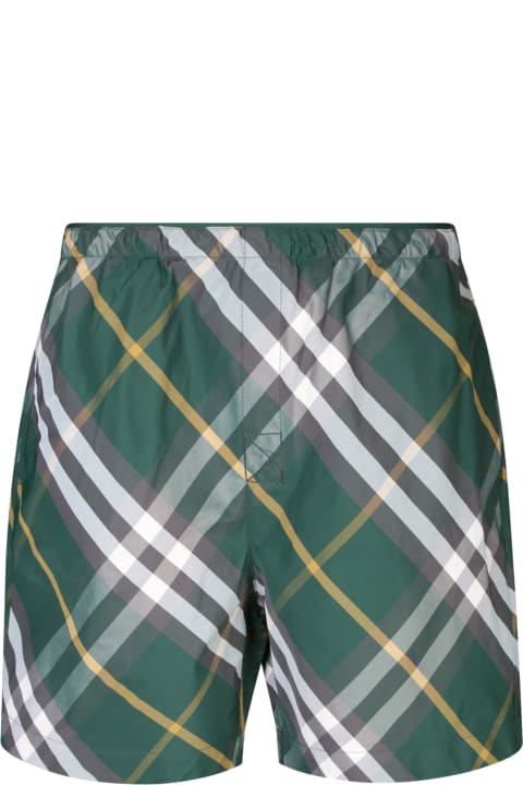 メンズ 水着 Burberry Checkered Knee-length Twill Swim Shorts