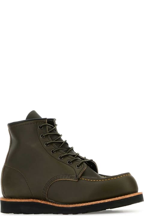 Red Wing Shoes for Men Red Wing Olive Green Leather Ankle Boots