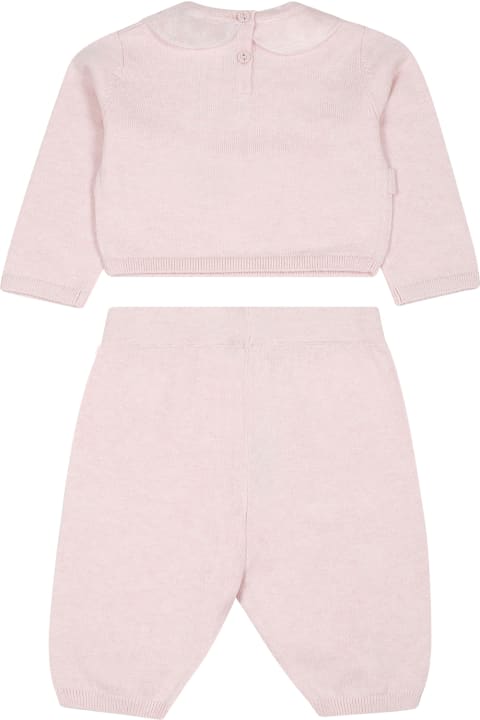 Pink Suit For Baby Girl With Logo