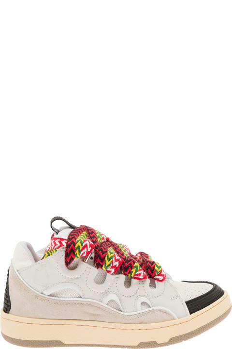 Shoes Sale for Women Lanvin Curb Leather Sneakers With Multicolor Laces Lanvin Woman