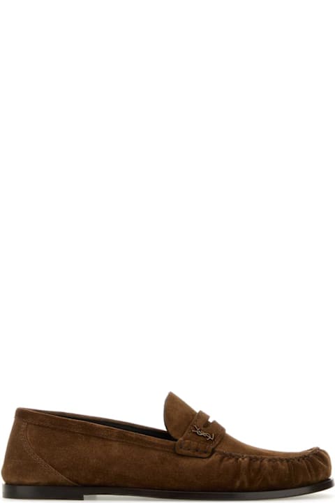 Saint Laurent Loafers & Boat Shoes for Women Saint Laurent Brown Suede Loafers