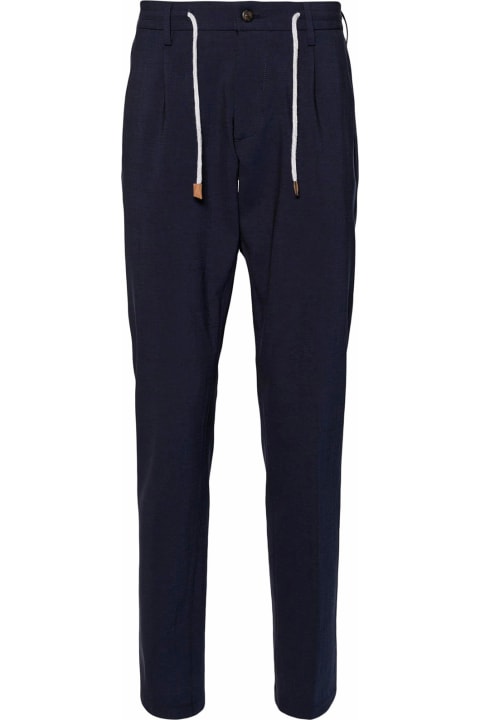 Eleventy Pants for Men Eleventy Blue Trousers With Drawstring In Fresh Wool