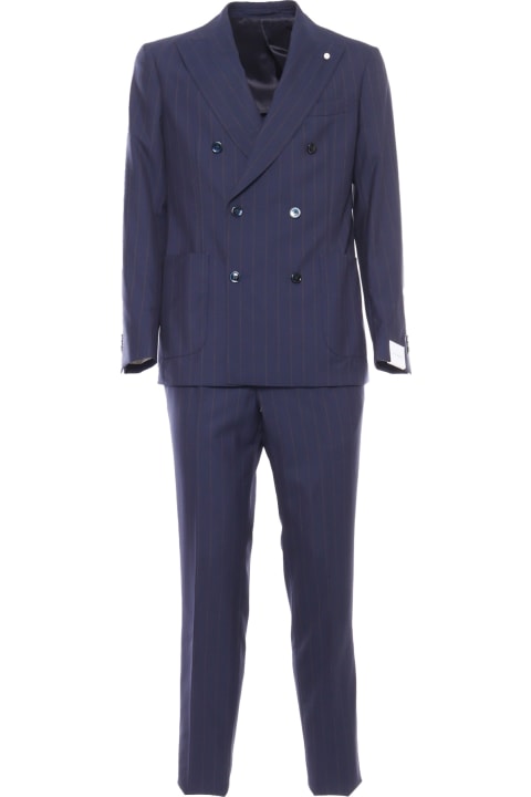 Luigi Bianchi Mantova Pants for Men Luigi Bianchi Mantova Blue Pinstripe Suit