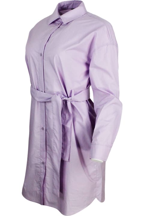 Armani Collezioni Women Armani Collezioni Dress Made Of Soft Cotton With Long Sleeves, With Button Closure On The Front And Belt.