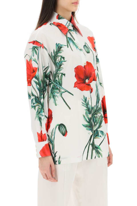Topwear Sale for Women Dolce & Gabbana Poppy Print Poplin Shirt
