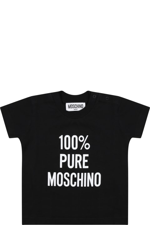 ベビーガールズ Tシャツ＆ポロシャツ Moschino Black T-shirt For Babies With Print