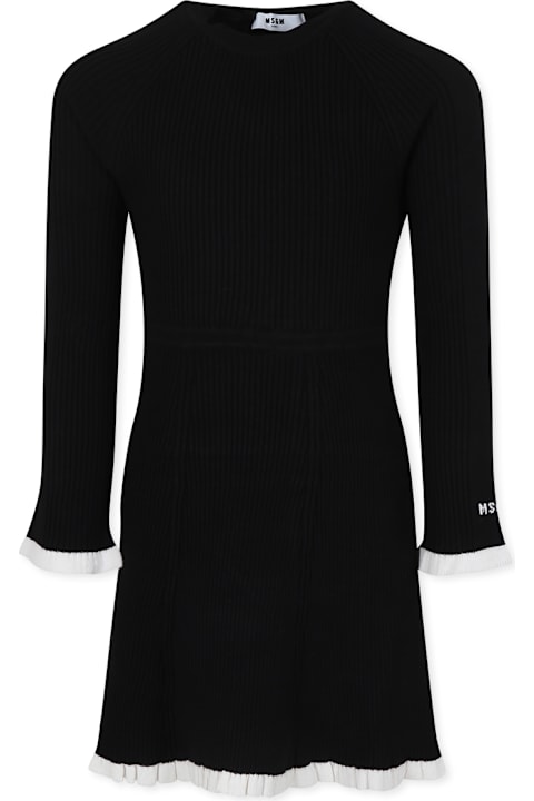 キッズ新着アイテム MSGM Black Dress For Girl With Logo