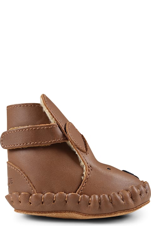 Donsje for Kids Donsje Brown Ankle Boots For Babykids With Bear