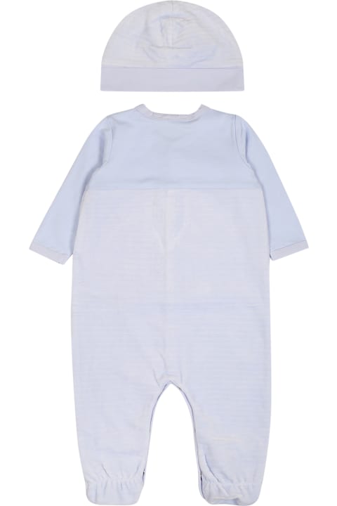 Bodysuits & Sets for Baby Boys Hugo Boss Light Blue Set For Baby Boy With Logo