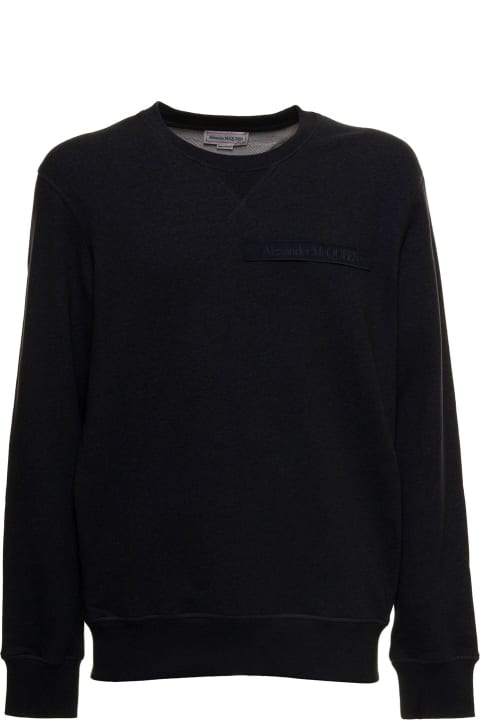 Black Cotton Sweater With Logo