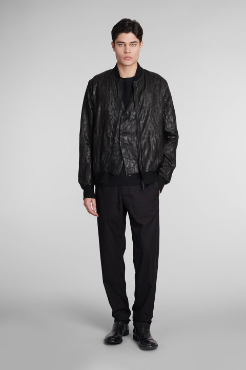 Transit Coats & Jackets for Men Transit Bomber In Black Leather And Fabric