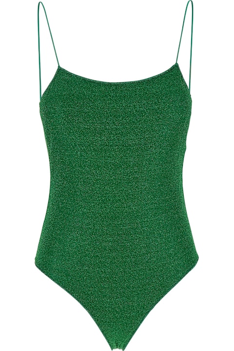 Homeware Oseree 
lumière Maillot
 Green Swimsuit With Open Back In Lurex Woman