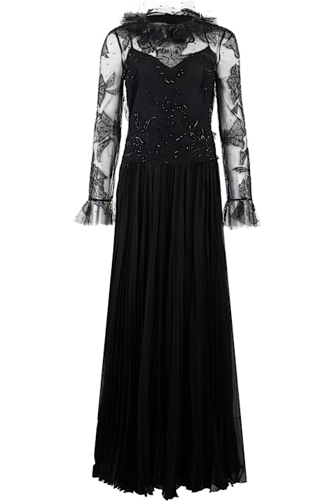 Homeware Valentino Garavani Elegant Long Dress In Black With Lace
