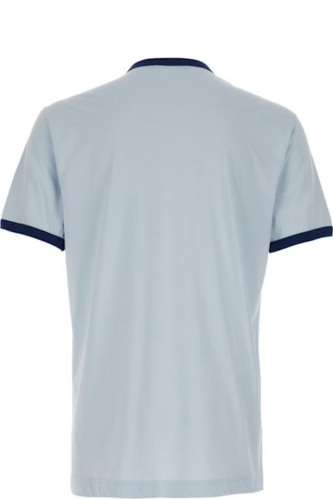 Dolce & Gabbana for Men Dolce & Gabbana Light Blue Crewneck T-shirt With Logo Print On The Front And Contrasting Details In Cotton Man