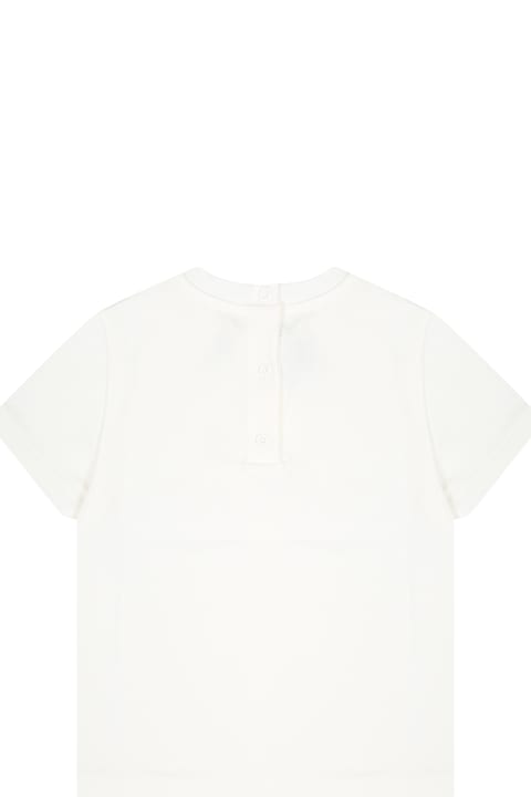 Topwear for Baby Girls Fendi White T-shirt For Babykids With Fendi Bear