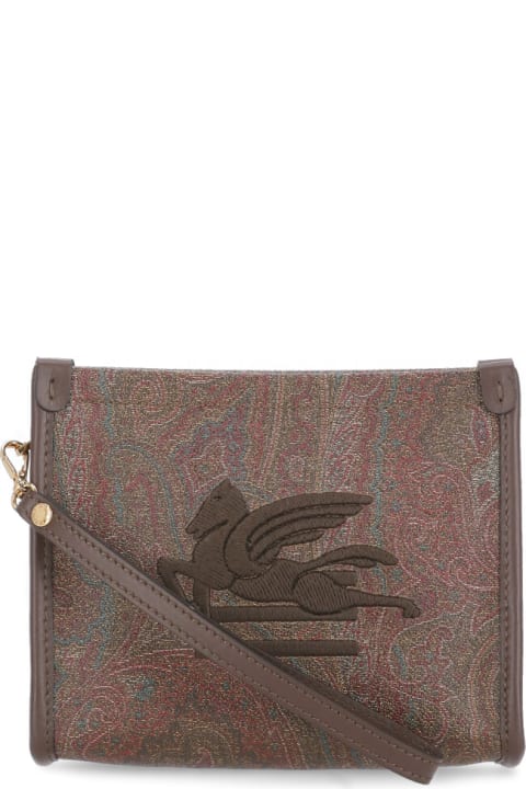 Fashion for Women Etro Paisley Clutch Bag In Coated Canvas With Logo