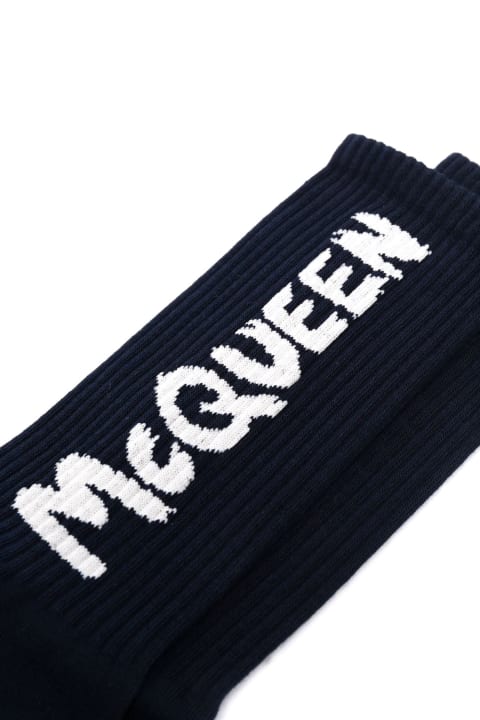 メンズ Alexander McQueenのアンダーウェア Alexander McQueen Graffiti Logo Socks