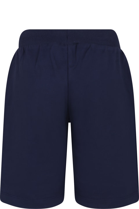 Fashion for Kids Moschino Blue Shorts For Kids With Teddy Bears And Logo