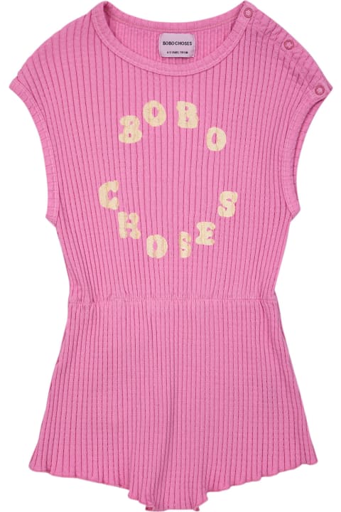 Bobo Choses Jumpsuits for Girls Bobo Choses Pink Jumpsuit For Girl With Logo