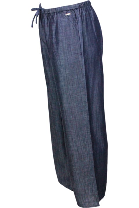 Armani Collezioni Pants & Shorts for Women Armani Collezioni Wide-leg Jogging Trousers In Light Denim With Drawstring Waist