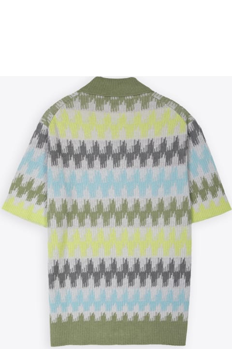 Piacenza Cashmere for Men Piacenza Cashmere Polo Manica Corta Multicolour jacquard knitted polo shirt