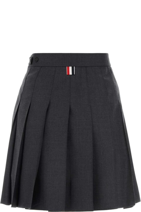 Skirts for Women Thom Browne Graphite Wool Mini Skirt