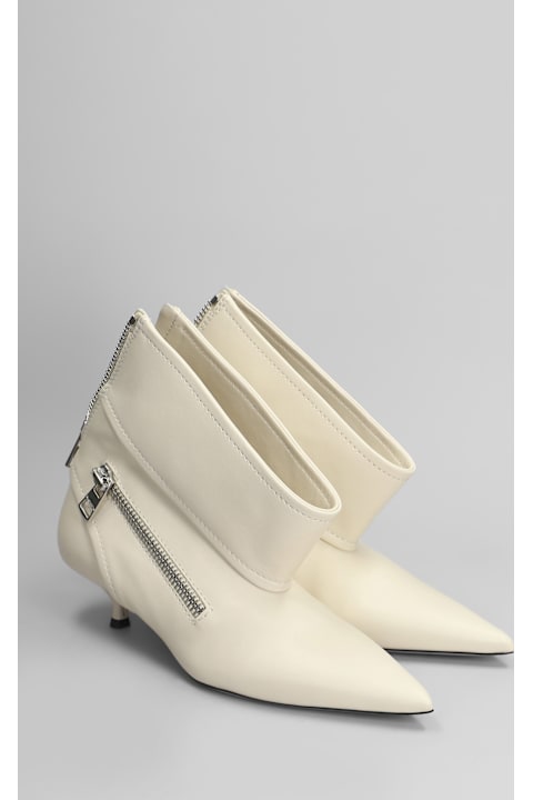 J.W. Anderson Shoes for Women J.W. Anderson Biker Kitten Heel Low Heels Ankle Boots In Beige Leather