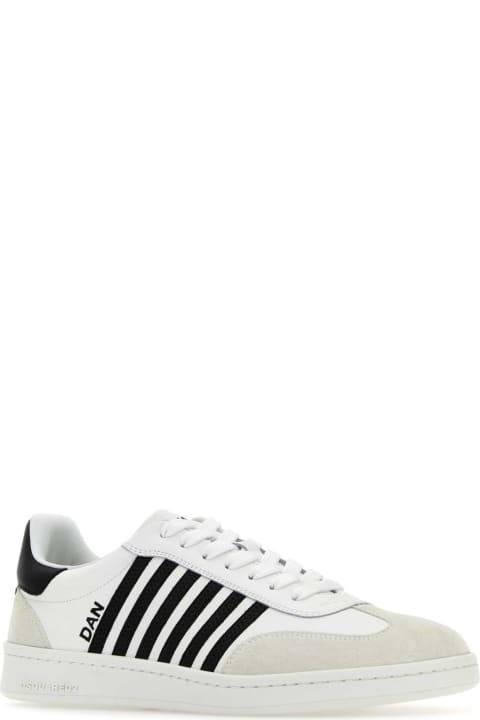 Dsquared2 Shoes for Men Dsquared2 White Leather Boxer Sneakers